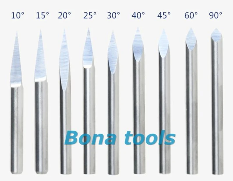 

0.2MM 90 Degree 3-Face V Micro Tool CNC PCB Engraving Bits End Mill Solid Carbide Cutter, Stone Wood End Mill Cutter Router Bit