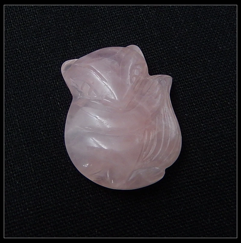 

Hot Sale Natural Stone Carved Fox Rose Quartz Cabochon 35x26x8mm 15.37g Fashion Jewelry For Birthday Gift Gem Accessory