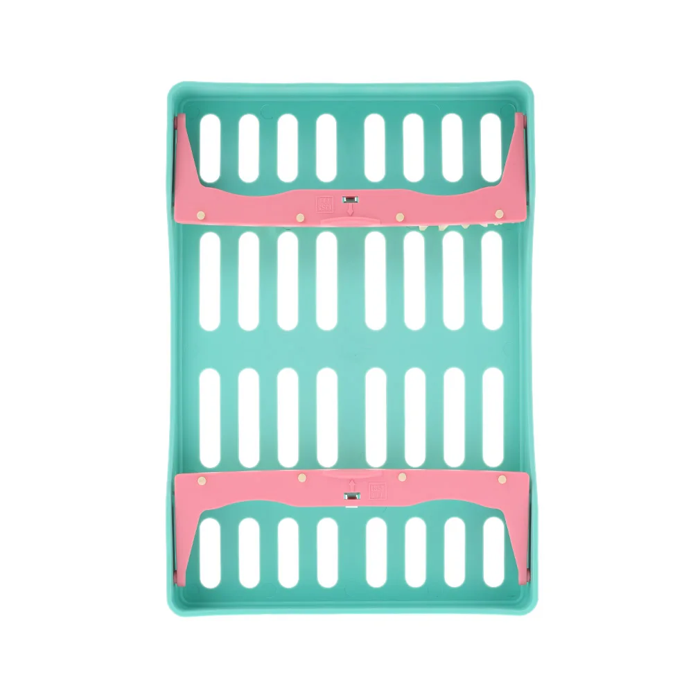 Dental Plastic Sterilization Rack Surgical Instrument Disinfection Box Autoclave Cassette Burs Disinfection Holder Dental Tool - Цвет: Зеленый