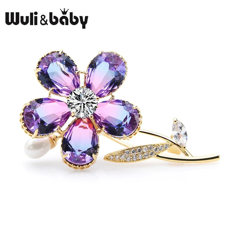 Wuli & baby цветной стеклянный Хрустальный цветок броши для женщин Чешские стразы