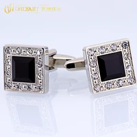 black crystal cufflinks for men wedding cufflink for shirts square silver color cuff links onlyart jewelry