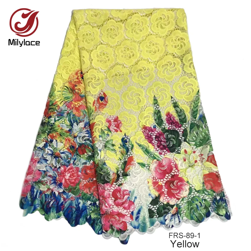 Latest african guipure lace fabric beautiful flower pattern printed nigerian embroidery water soluble FRS-89 | Дом и сад