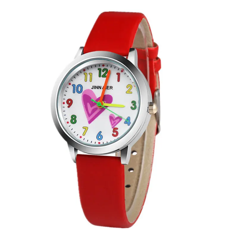 Модные дизайнерские милые детские часы Relojes с мультяшным рисунком в форме сердца