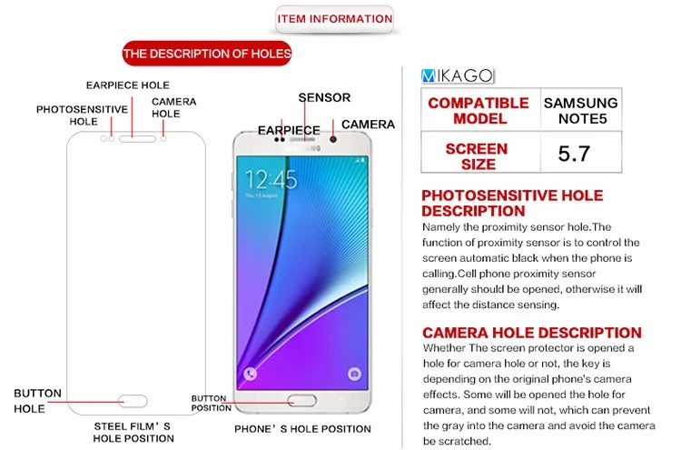 2.5D 9H стекло 5.7для samsung Galaxy Note 5 Закаленное стекло пленка для экрана протектор для samsung Galaxy Note 5 Note5 телефон
