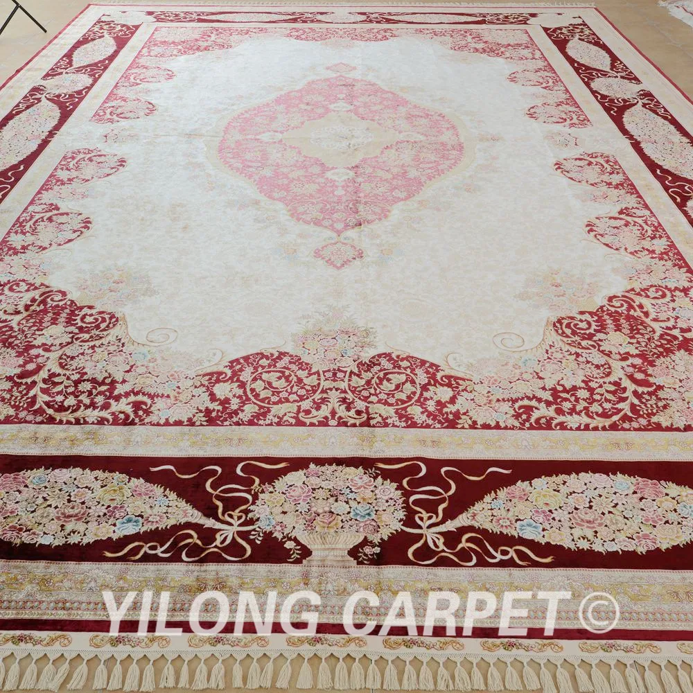 Yilong 14 2 'x21' Тебриз шелковый ковер с восточным рисунком Большой аутентичный