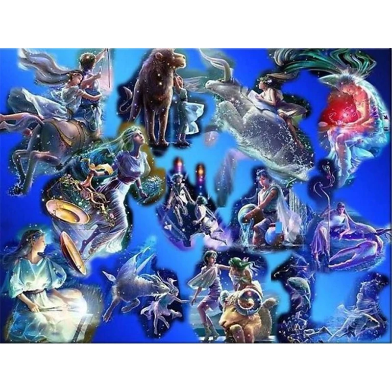 

Twelve constellations animal portrait 5D diy embroidery pattern diamond painting crafts 3d cross stitch kits room decoration