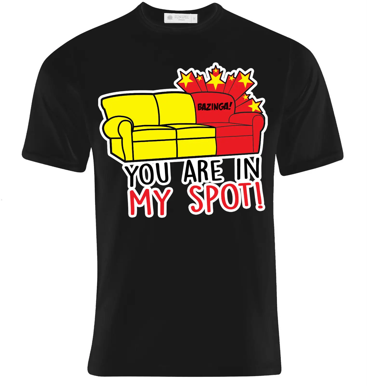Футболка uomo You're in my spot divano Sheldon Cooper The Big Bang Theory bazinga бесплатная доставка модные