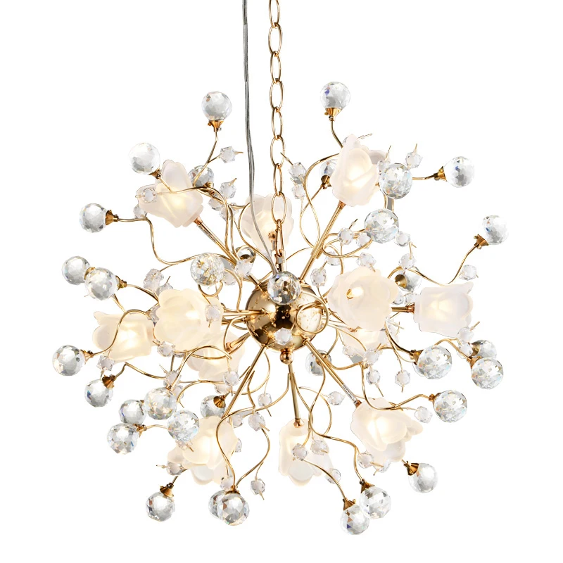 European style living room romantic crystal chandelier LED creative American bedroom lamp lighting | Лампы и освещение
