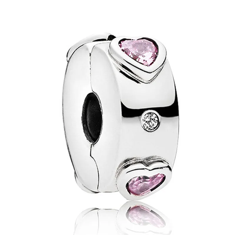 silver heart crystal Новинка, модный серебряный, розовый, золотой, Микки, Минни, Бабочка, безопасная цепочка, талисманы, подходят к оригиналу Pandora, браслет из бисера для женщин, Шарм - Цвет: silver heart crystal