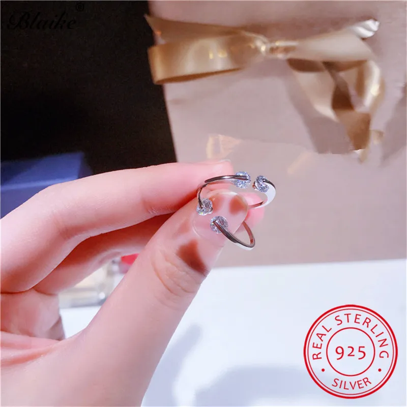 S925 Серебряные кольца для женщин Минималистский Открыть Регулируемые