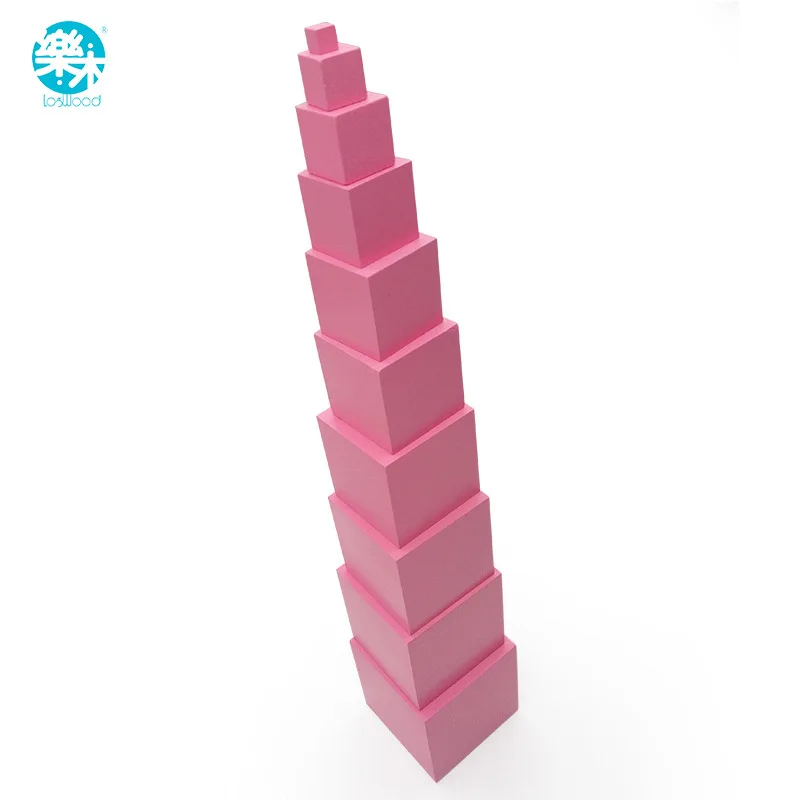 Деревянный розовый башня игрушки развивающие детские Монтессори Building Block Профессиональный EditionTeaching игры Toys-1set 10 шт. семьи versio