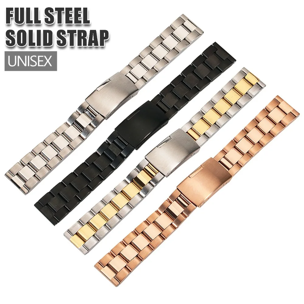 

18mm 20mm 22mm 24mm 26mm 28mm 30mm Stainless Steel Watch Band Solid Classic Metal Strap Watchband for Wrist Watch with Pins Tool
