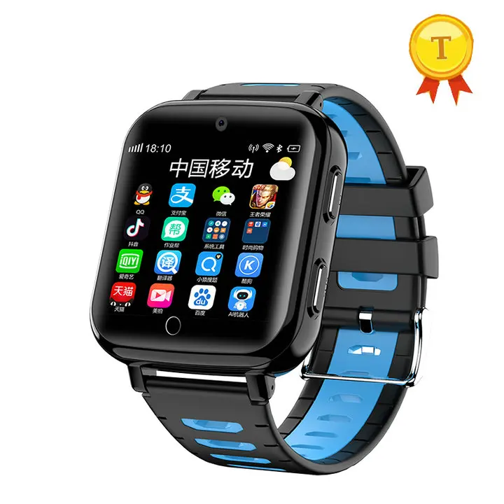 BLACK BLUE Лучшие продажи 4G LTE детские gps умные часы для детей наручные часы hd камера приложение скачать настоящие Водонепроницаемые Фитнес умные часы - Цвет: BLACK BLUE