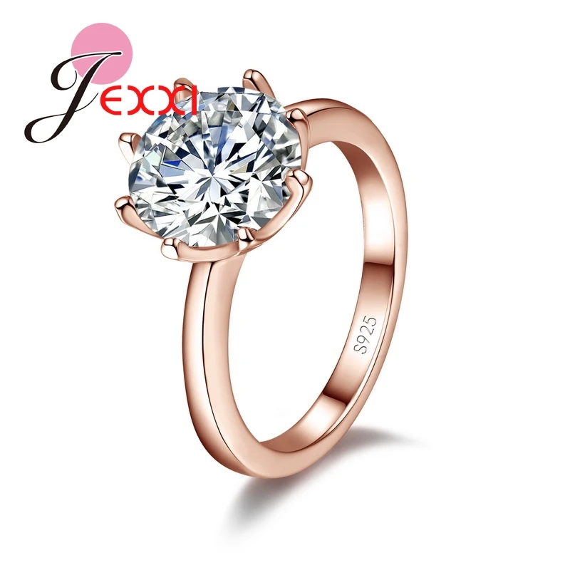 

CZ Wedding Ring Fashion Band Jewelry 925 Sterling Silver Engagement Anniversary Finger Ring Bauge Femme Bijoux