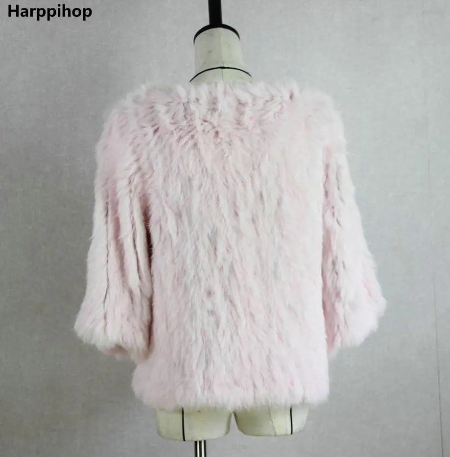 Harppihop* Новинка, горячая Распродажа, женское вязаное пальто с натуральным кроличьим мехом, куртка, жилеты, накидка, комбинезон, 11 цветов, черный, бежевый