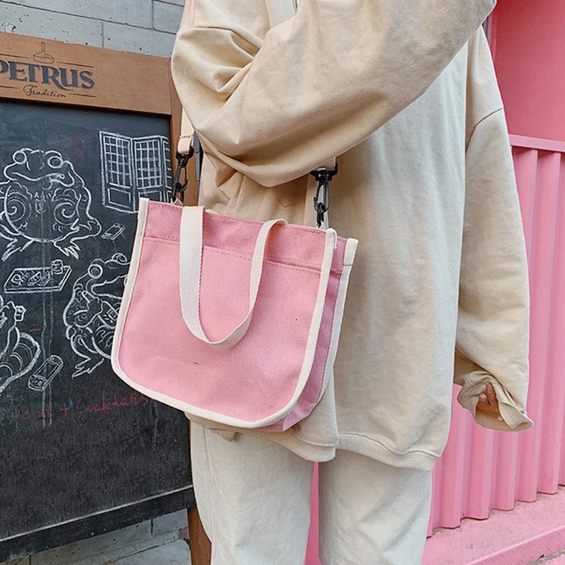 Мода японский Harajuku колледж Ветер дикая девушка сплошной цвет Холщовая Сумка