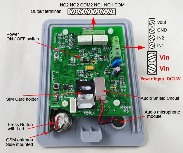 GSM аудио домофон для одной двери дома и ворот контроллер доступа DC12V вход питания