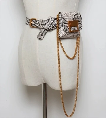 Женские шикарные змеиные Ретро поясные сумки женские круглые цепи высокого