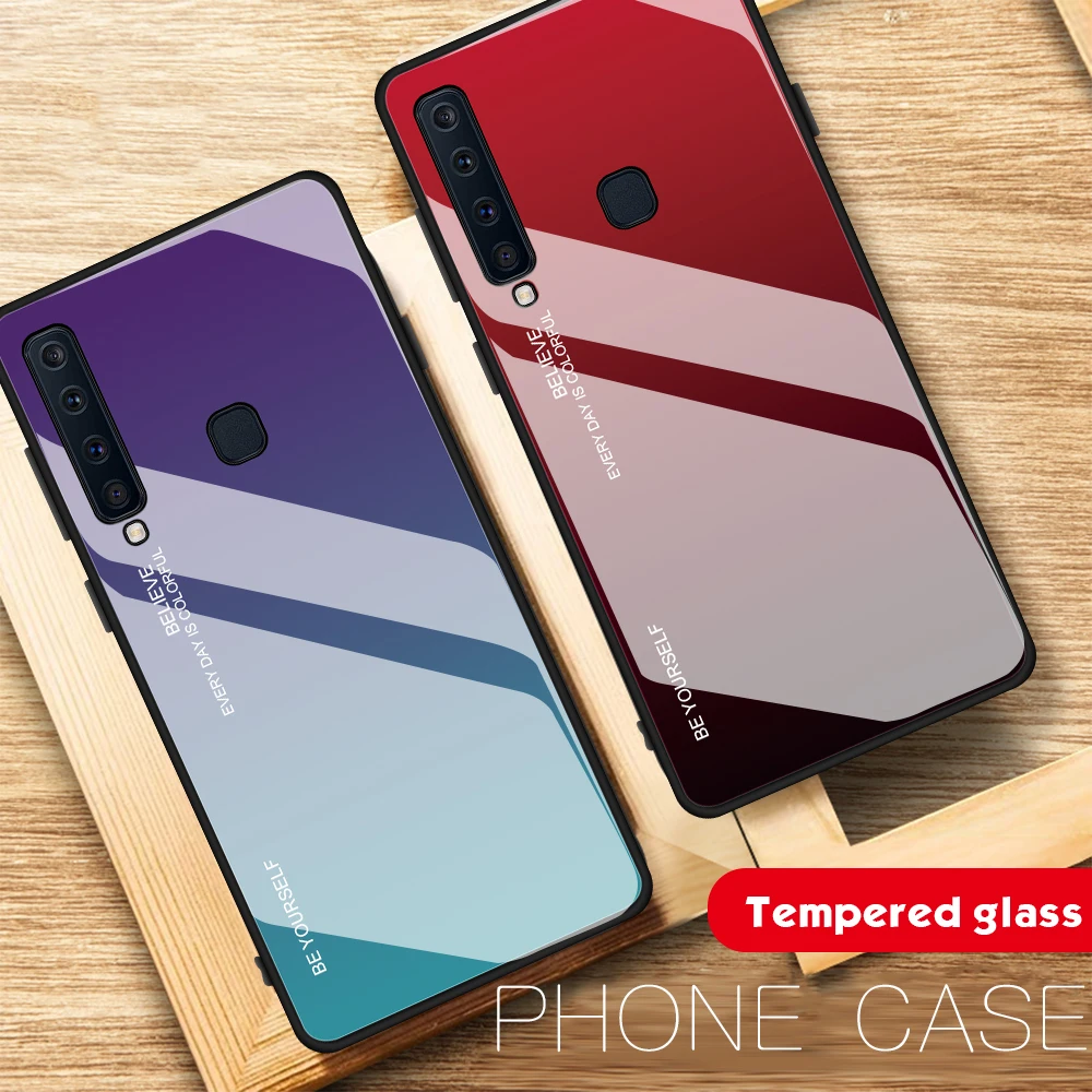 Panliu Крышка для samsung Galaxy A9 2018 чехол закаленное Стекло A9s Pro A920 Градиент простой