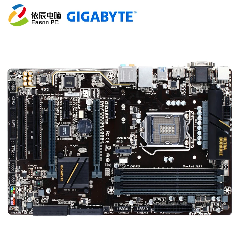 GIGABYTE GA-Z170-HD3 рабочего Материнская плата LGA1151 i3 i5 i7 DDR3 64G блок питания ATX
