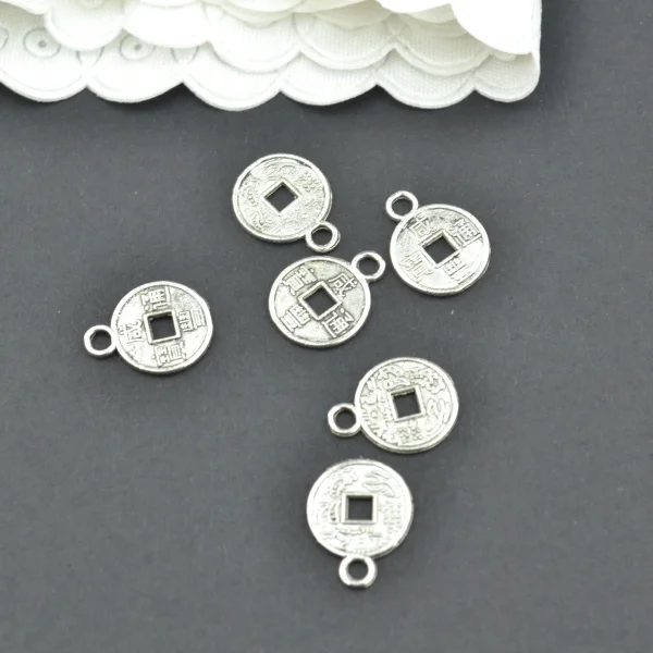 100 шт. старинное серебро цвет монеты из цинкового сплава Очаровательные Подвески