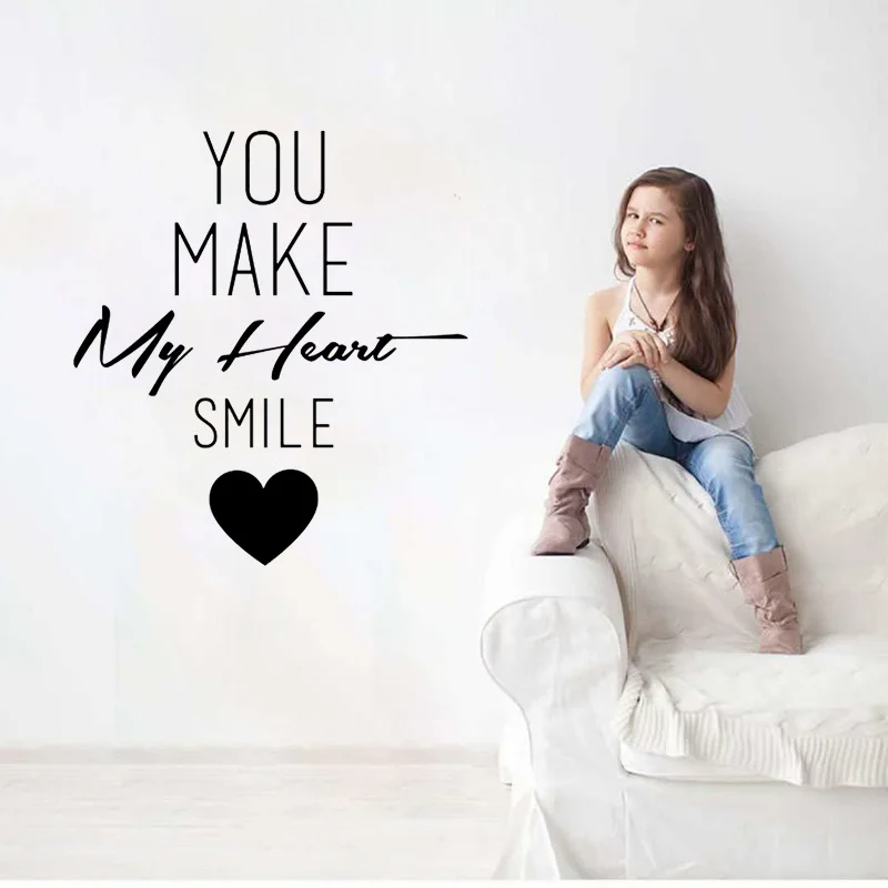 YOJA 57.2CM*63CM You Make My Heart Smile Stickers Art Home PVC Wall Decor W1-406 | Дом и сад