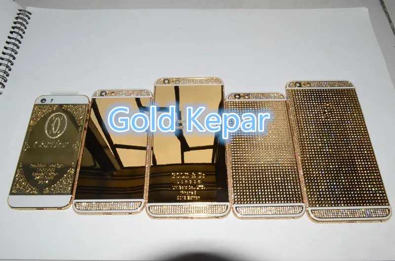 Для iPhone 6 4,7 дюйма 24 K золотой корпус с полным кристаллом для бесплатной доставки