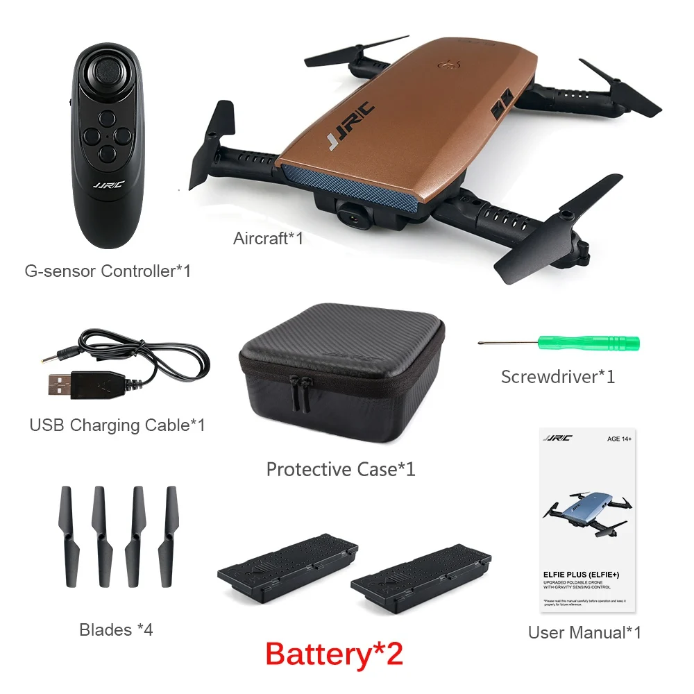 MetalBrown 2 Battery JJR/C JJRC H47 ELFIE Plus+ 720P камера обновленная Складная рукоятка Дрон с гравитационным зондированием g-сенсор управления - Цвет: MetalBrown 2 Battery