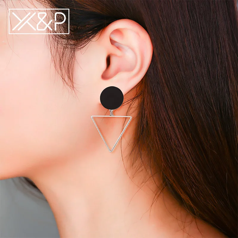 X & P модные роскошные Асимметричные геометрические Серебряные длинные висячие