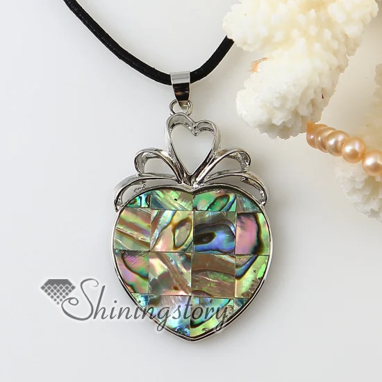 

patchwork heart rainbow abalone oyster shell silver plated necklaces pendants 2013 cheap handmade jewelry