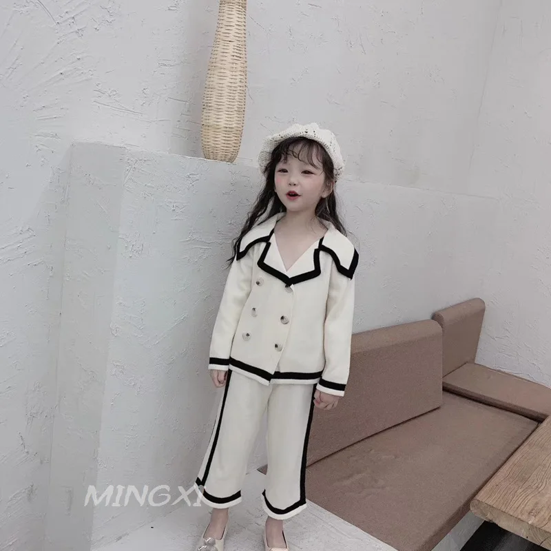 Детская одежда 2019 г. новый осенний Детский костюм вязаный кардиган для девочек