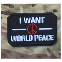 3d embroidery patches armband loops and hook i want world peace patches english embroidery armband badges