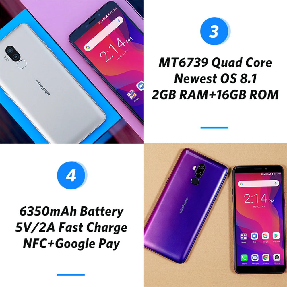 Ulefone power 3L Android 8 1 MTK6739 четырехъядерный мобильный телефон 6 0 &quotHD + 13 МП 5Мп камера 6350