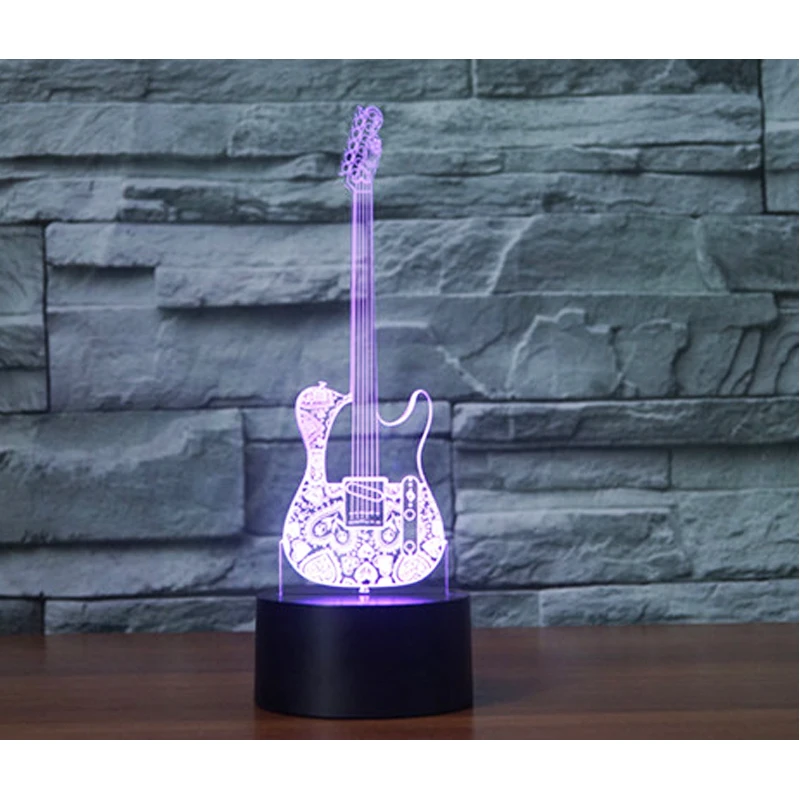 3D LED ночник гитара поставляется с 7 видов цветов светом для украшения дома лампа