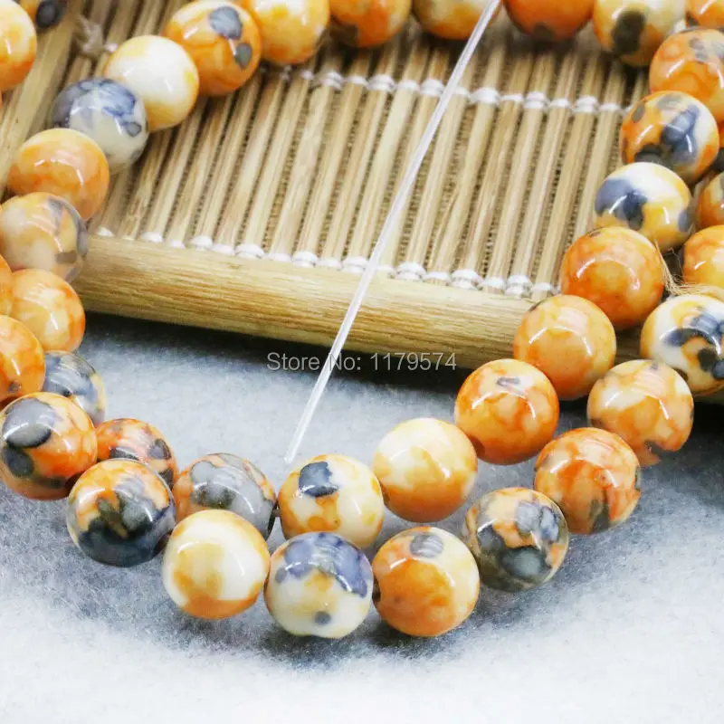 Аксессуары 8 мм желтые и черные точечные камни флейта яшмы Нефритовая свободная 15