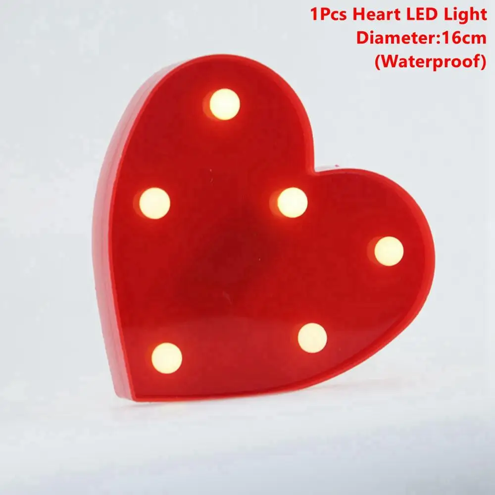 Red Heart Taoup теплый белый светодиодный светильник с буквенным принтом от A до Z Love Heart Just Marry Me с днем рождения, аксессуары для свадебной вечеринки DIY - Цвет: Red Heart