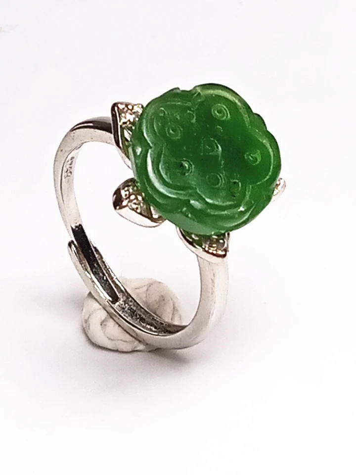 

Для женщин 925 пробы серебро натуральный китайский Синьцзян ручной работы корень лотоса Gree нефрит ювелирные изделия кольцо