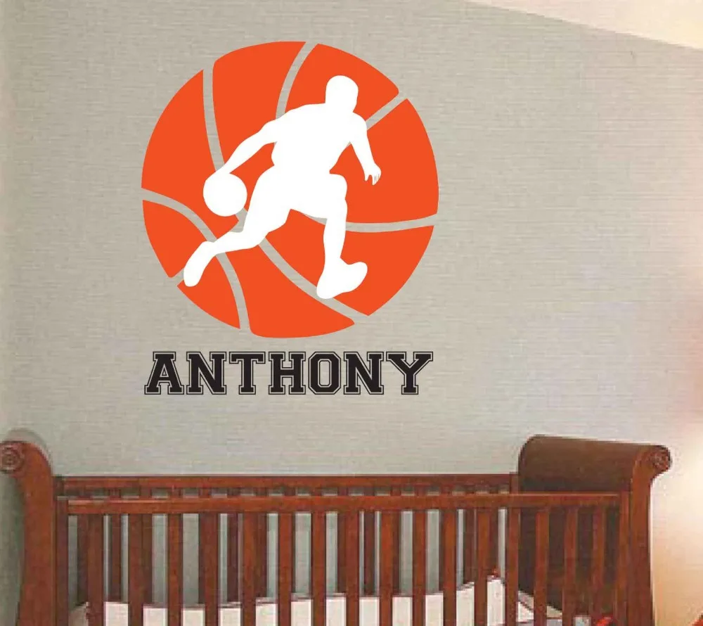 Энтони баскетбольная Наклейка на стену Персонализированная комната настенное