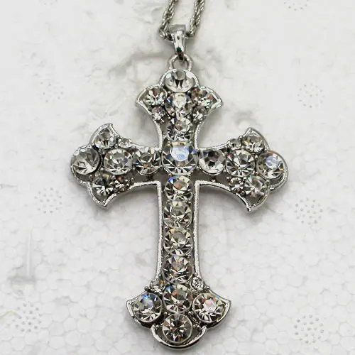 12pcs/lot Wholesale Rhinestone Cross Fashion Pendant Necklaces Chain Jewelry F101005 | Украшения и аксессуары