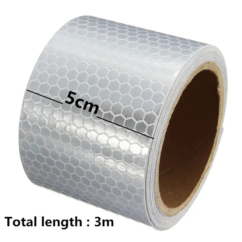 

NEW 3Meter x 5CM Silver White Reflective Safety Security Warning Conspicuity Tape Film Sticker Reflective Film
