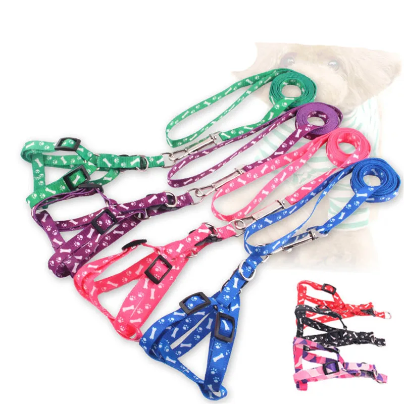 New Simple Nylon Pet Harnesses Comfortable and Convenient Printing Straps for Small Dog Puppy Cats Supplies(Random Color | Дом и сад