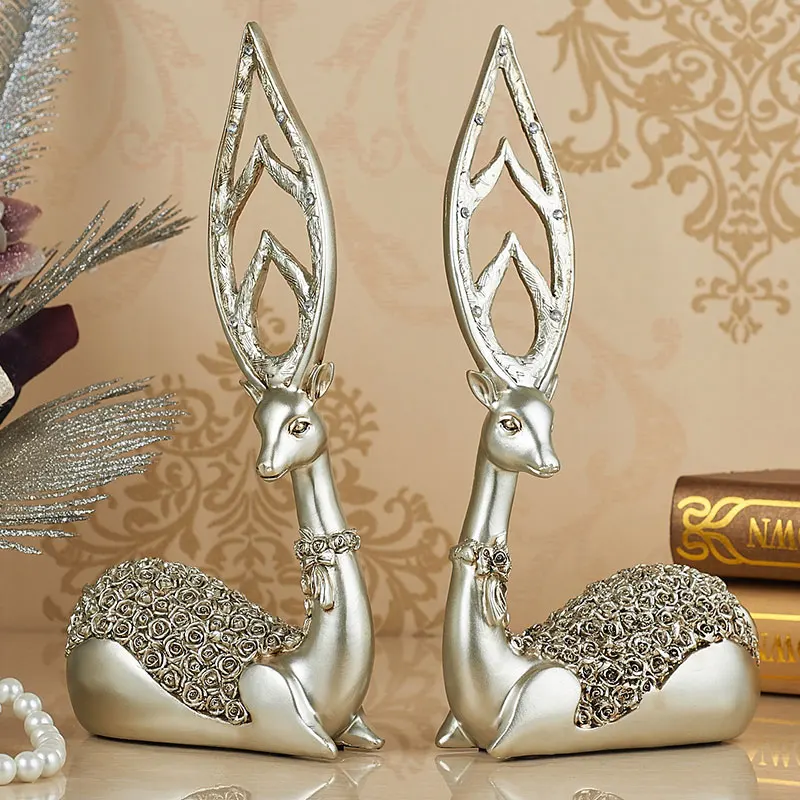 Статуэтка оленя из смолы 2 шт./пара 32 см (12 6 дюйма) статуэтка скульптура украшения