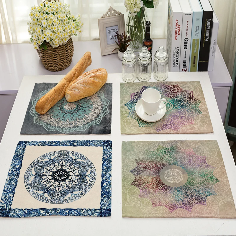 4 шт./комплект декоративные салфетки из хлопка и льна|Столовые салфетки| |