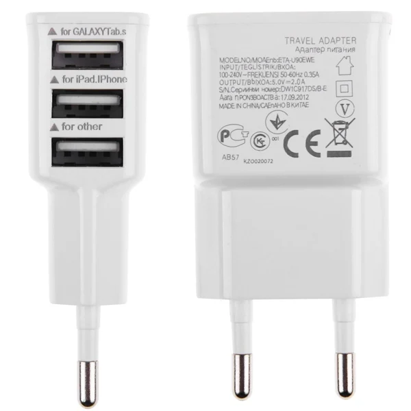 Универсальное настенное зарядное устройство с 3 usb портами зарядка питанием