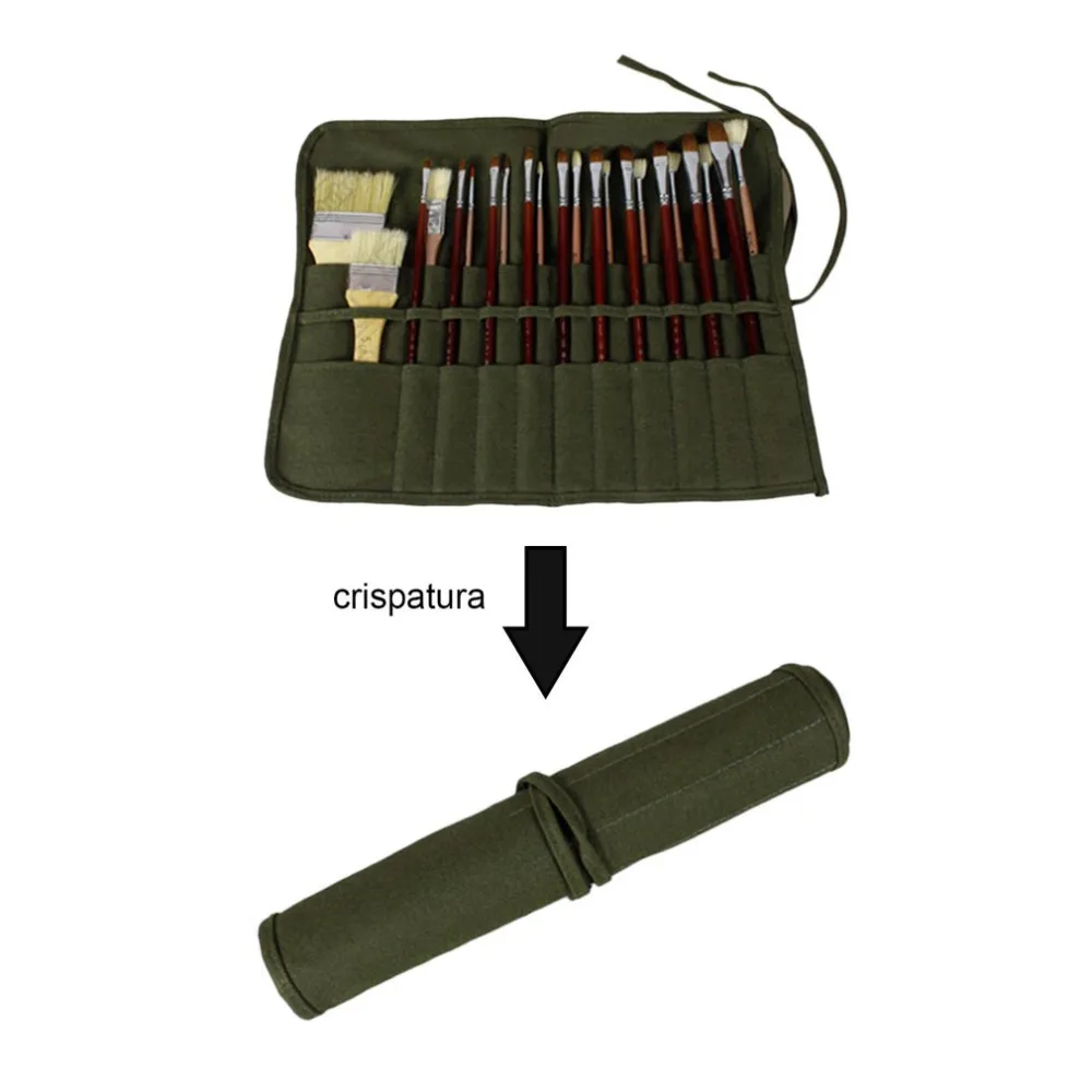 Современный холщовый чехол для рисования кисточками в рулоне художественного