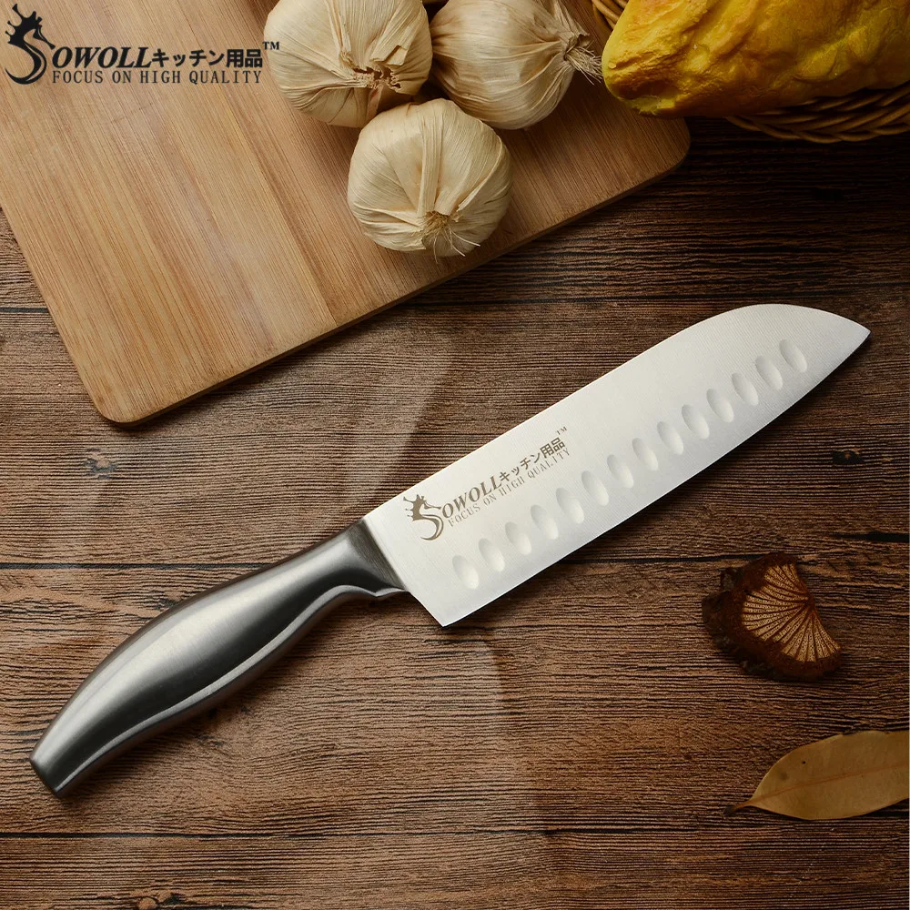 SOWOLL бренд кухонные ножи Chef нарезки хлеба Обстрагывая утилита нож Santoku 6 шт. набор