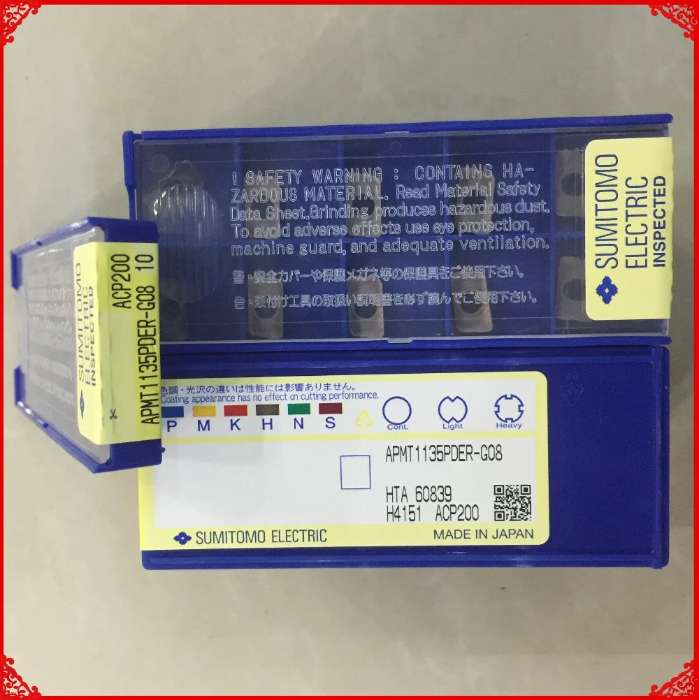 SUMITOMO оригинальные, импортные карбидные вставки APMT1604PDER-G08 ACP200/APMT1135DER-G08 ACP200 фрезерные инструменты
