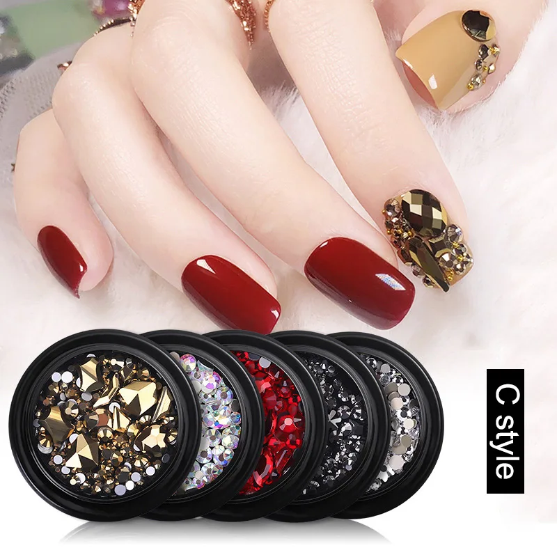 Новые 3D украшения для ногтей Блестящий горный хрусталь Ассорти женский макияж 19