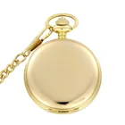 Модные золотые гладкие кварцевые карманные часы, ювелирные изделия для мужчин и женщин с подвеской-цепочкой на ожерелье CF1003