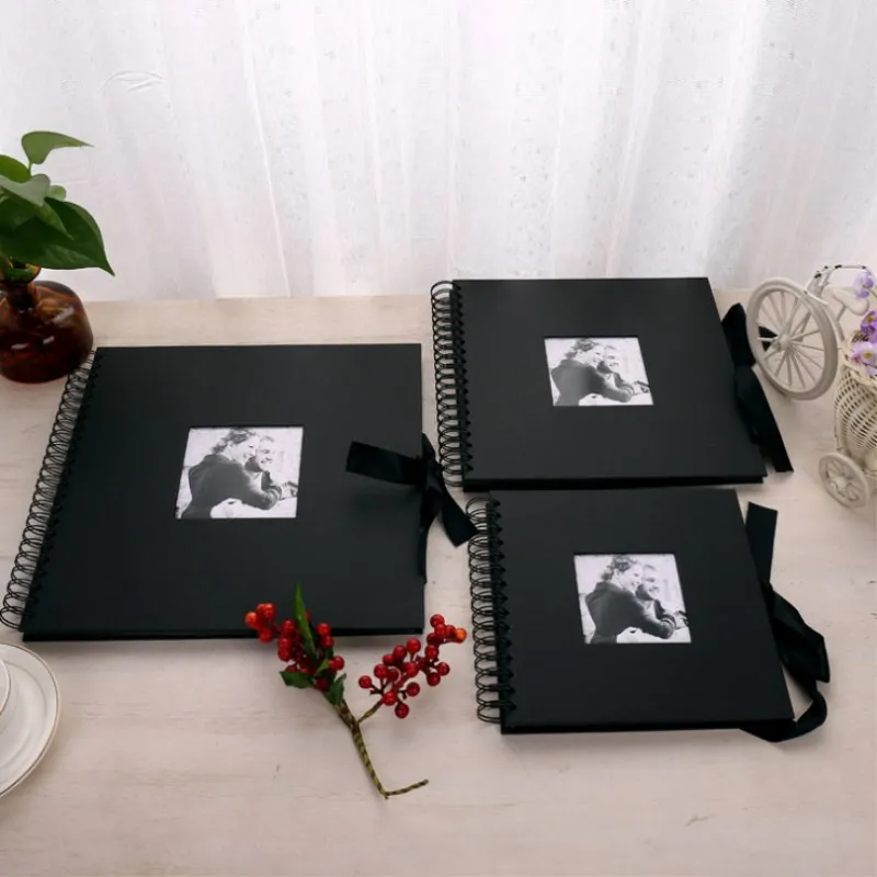 

Black Photo Album DIY Scrapbook Valentines Day Gifts Wedding Guest Book Craft Paper Anniversary Travel Memory Scrapbooking